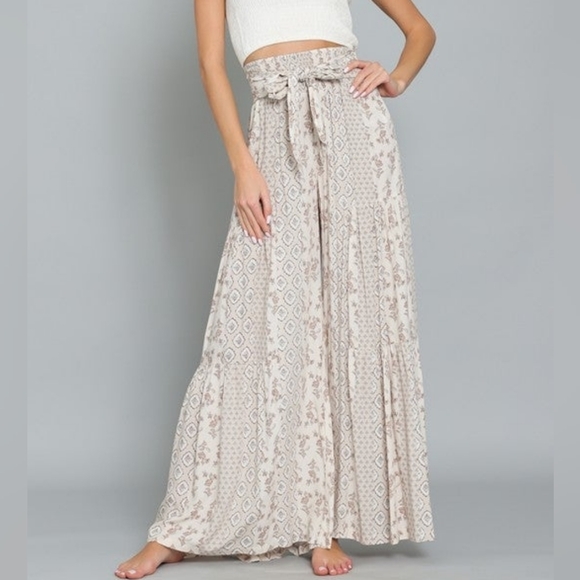 Baltic Born Pants - Baltic Born Women’s High Waist Boho Print Wide Leg Pants Size M